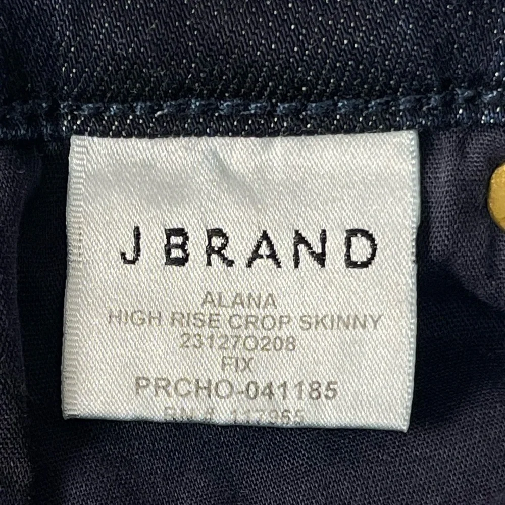 J. Brand Alana High Rise Crop Skinny Pants Dark Denim Raw Hem - Size 27